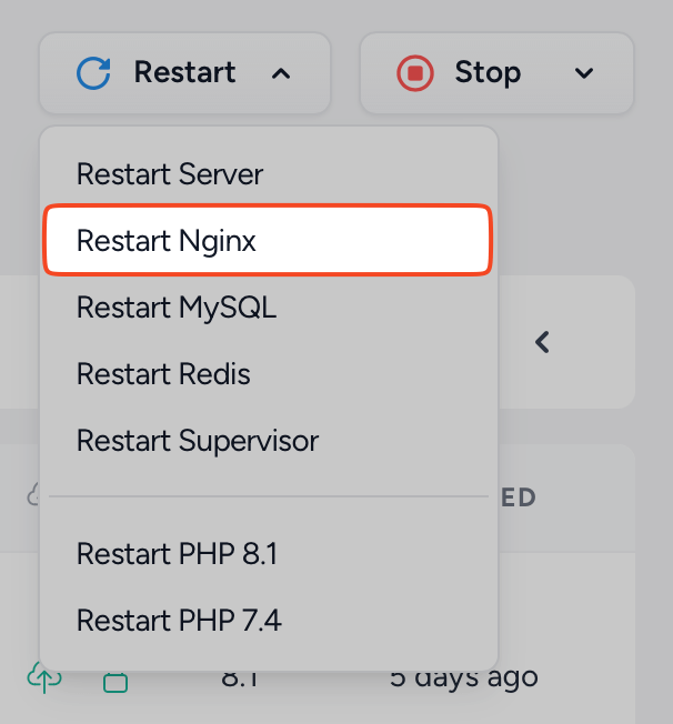 Laravel Forge - Restart Nginx